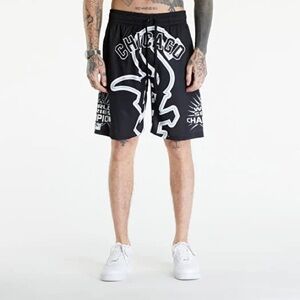 New Era Black Athletic Shorts with White Chicago Graphics